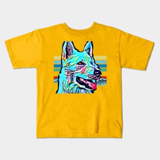 White Shepherd (turquoise artsy) Kids T-Shirt